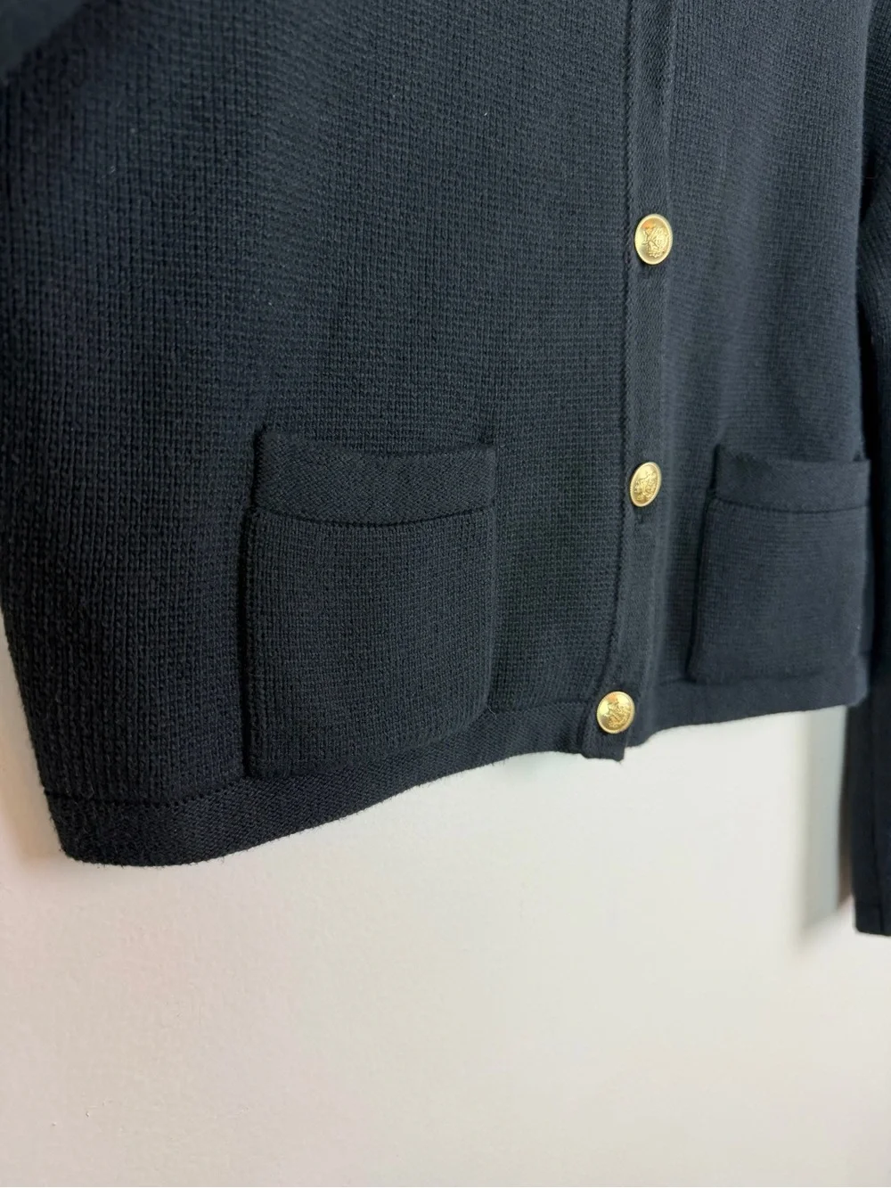 J. Crew Emilie Sweater Lady Jacket in Black Cotton Knit Size M